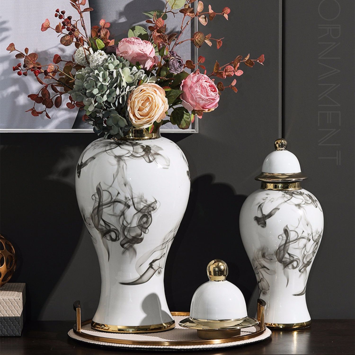 Elegant Chinese Ink Painting Ceramic Vases for Living Room Decoration - Max&Mark Home Decor