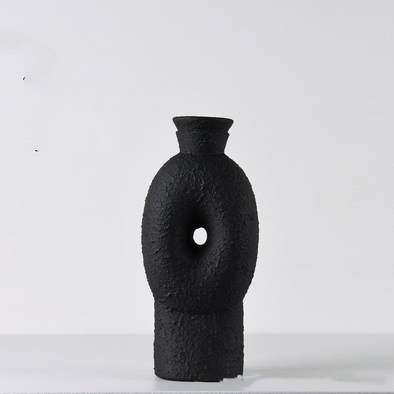 Elegant Contrast Collection: Hand - Painted Ceramic Geometric Flower Vases - Max&Mark Home Decor