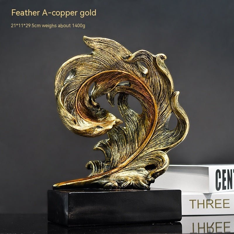 Elegant European Resin Feather Sculpture - Home Decoration for Living Room - Max&Mark Home Decor