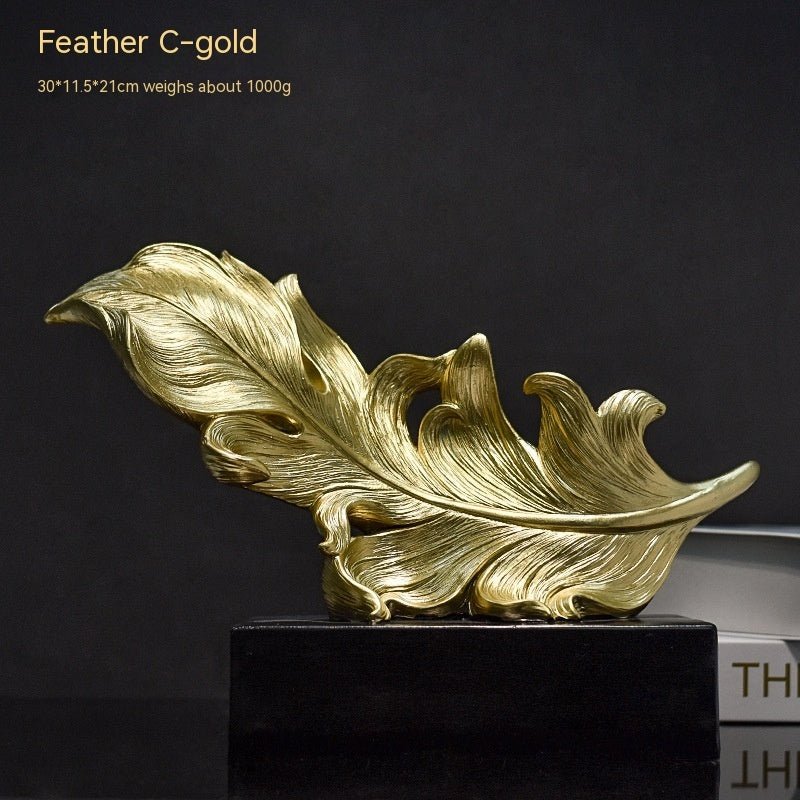 Elegant European Resin Feather Sculpture - Home Decoration for Living Room - Max&Mark Home Decor