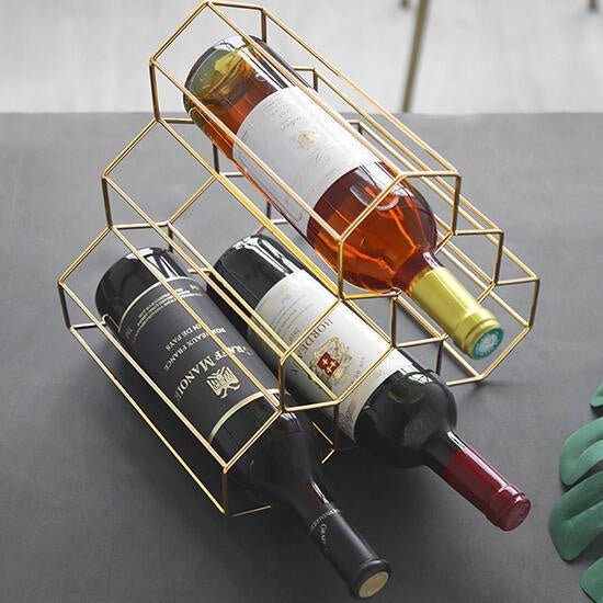 Elegant Geometric Wine Rack - Stainless Steel Honeycomb Design for Home & Bar - Max&Mark Home Decor