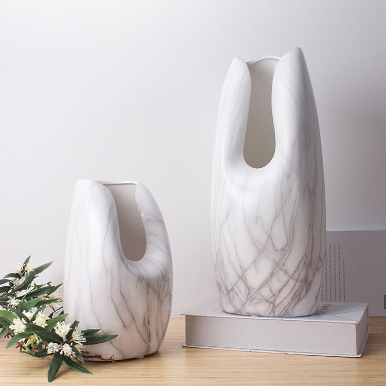 Elegant Marbled White Ceramic Vases for Modern Home Decor - Max&Mark Home Decor