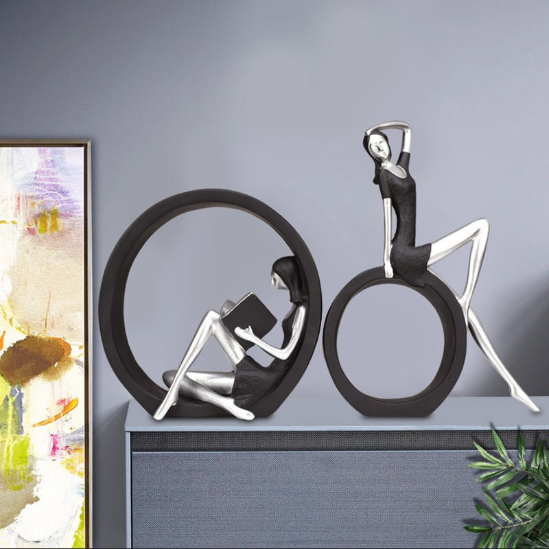 Elegant Resin Art Figures - Casual Black Decor for Living Room - Max&Mark Home Decor
