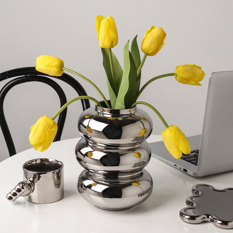 Elegant Silver - Plated Ceramic Vase - Max&Mark Home Decor