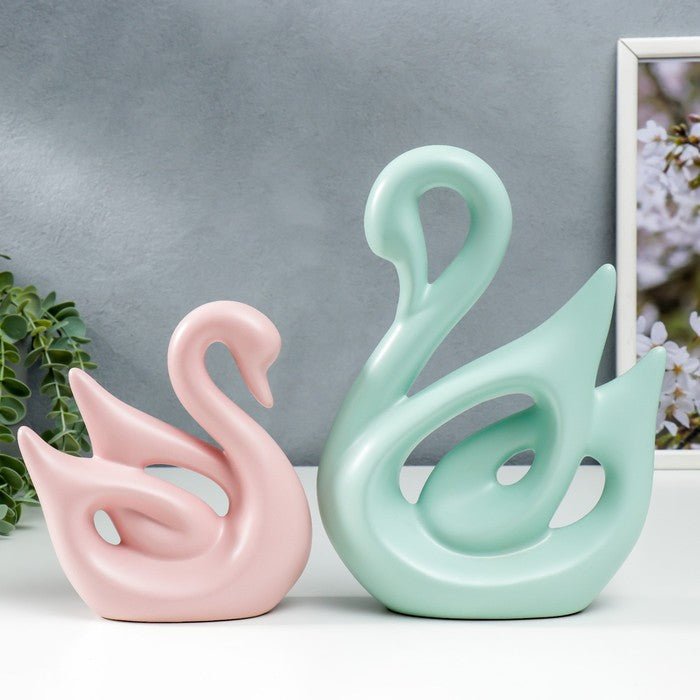 Elegant Swan Couple Sculptures in Candy Colors - Max&Mark Home Decor