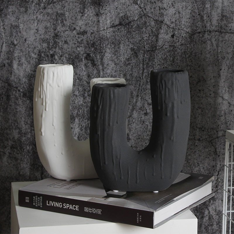 Elegant U - Shaped Ceramic Vase and Candle Holder Collection - Max&Mark Home Decor