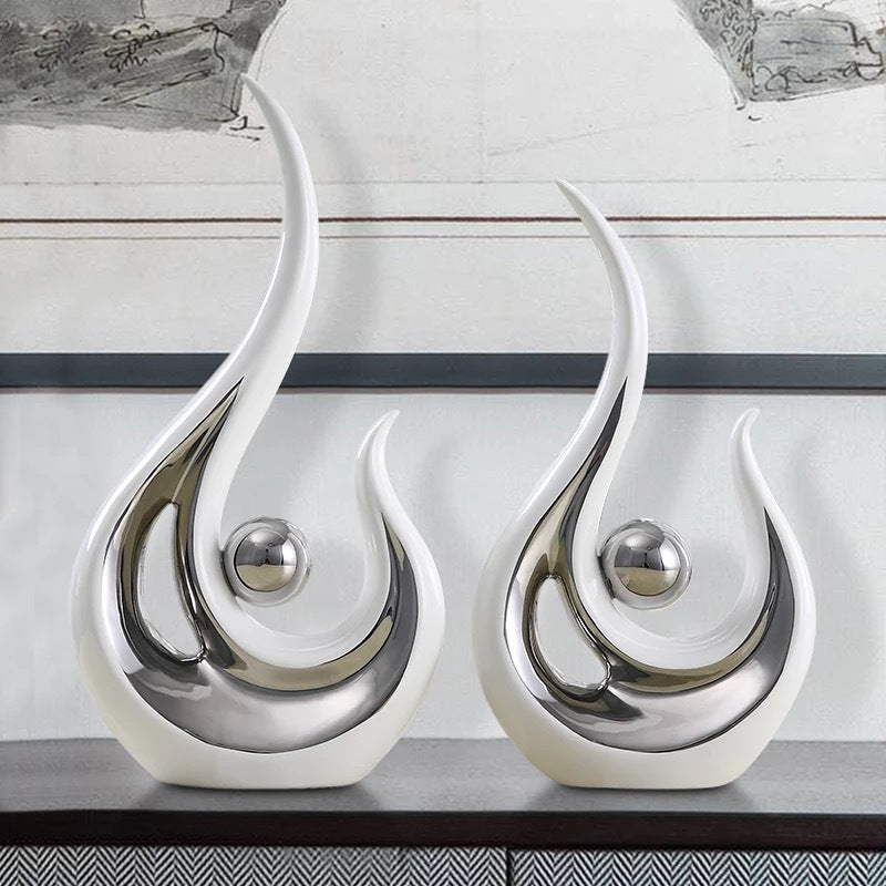 Elegant White Porcelain Abstract Phoenix Sculpture – Modern Minimalist Decor - Max&Mark Home Decor