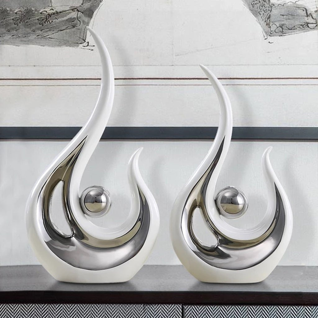 Elegant White Porcelain Abstract Phoenix Sculpture – Modern Minimalist Decor - Max&Mark Home Decor