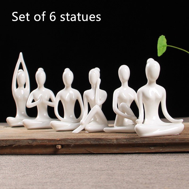 Elegant Yoga Pose Statue - White Ceramic Meditation Figurine - Max&Mark Home Decor