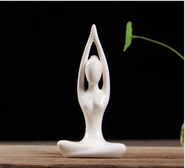 Elegant Yoga Pose Statue - White Ceramic Meditation Figurine - Max&Mark Home Decor
