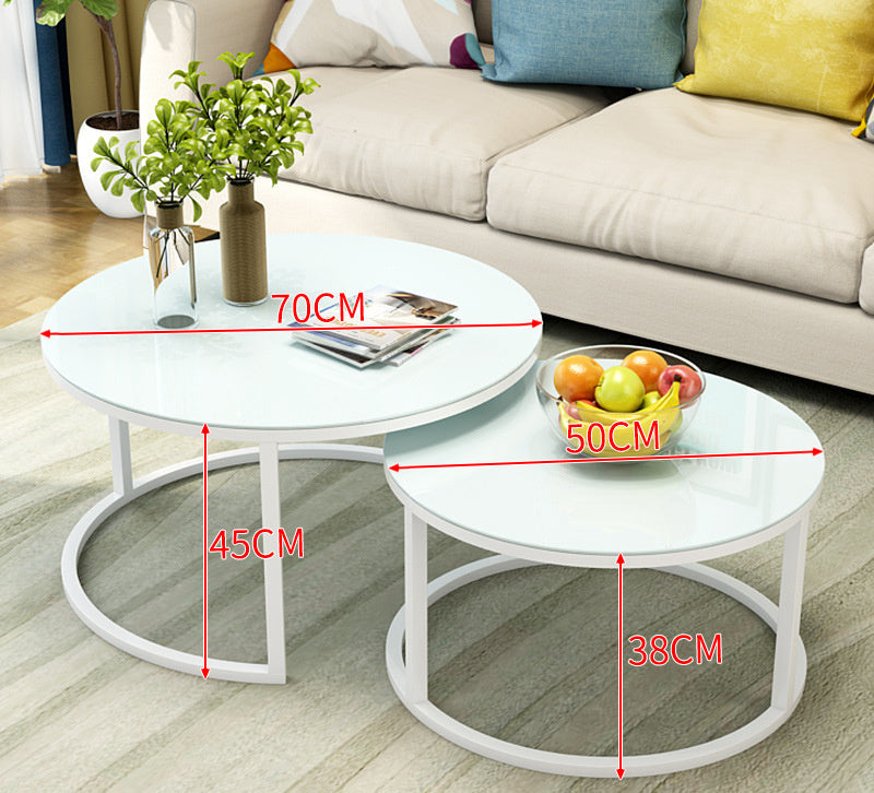 Elegant Round Coffee Table With Golden Accents