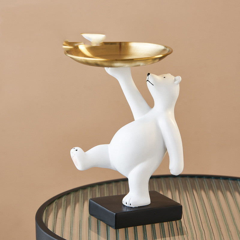 Nordic Elegance Polar Bear Tray - Resin Crafted Snack & Key Storage