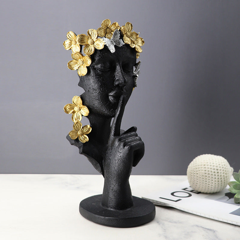 Silence Is Gold Creative Abstract Statue - European Style Resin Craft