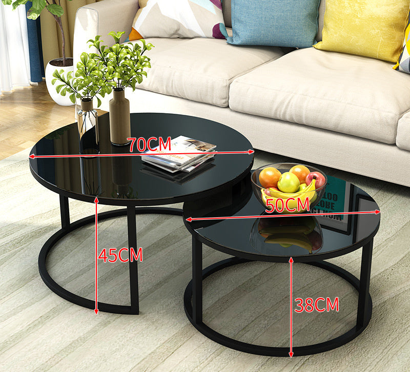 Elegant Round Coffee Table With Golden Accents