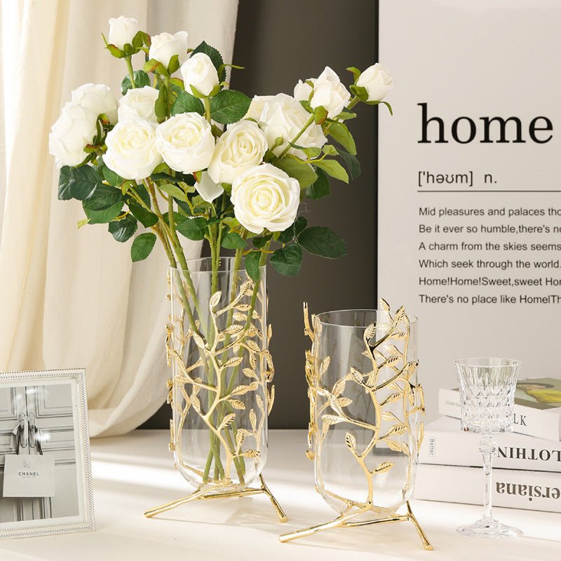 Geometric Glass Vase Living Room Dining Table Entrance Decoration Flower Wine Cabinet Golden TV - Max&Mark Home Decor