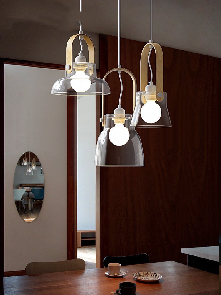 Glass chandelier with wood ring - Max&Mark Home Decor