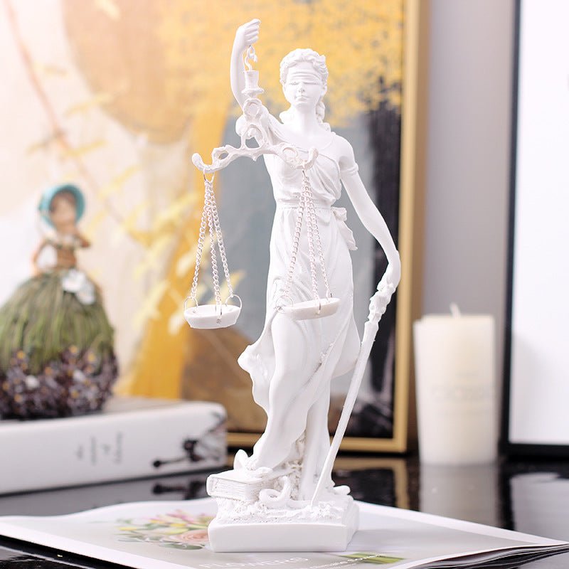 Goddess Themis Harmony Sculpture - Timeless White & Copper Decoration - Max&Mark Home Decor