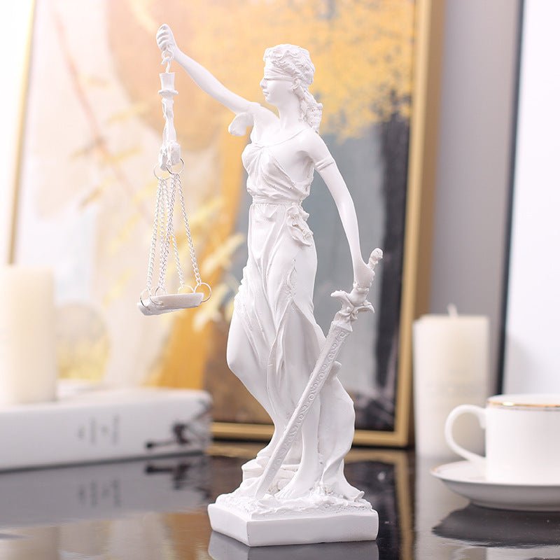 Goddess Themis Harmony Sculpture - Timeless White & Copper Decoration - Max&Mark Home Decor