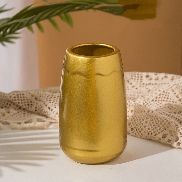 Golden Ceramic Vase Simple European Style Countertop Vase Decoration - Max&Mark Home Decor