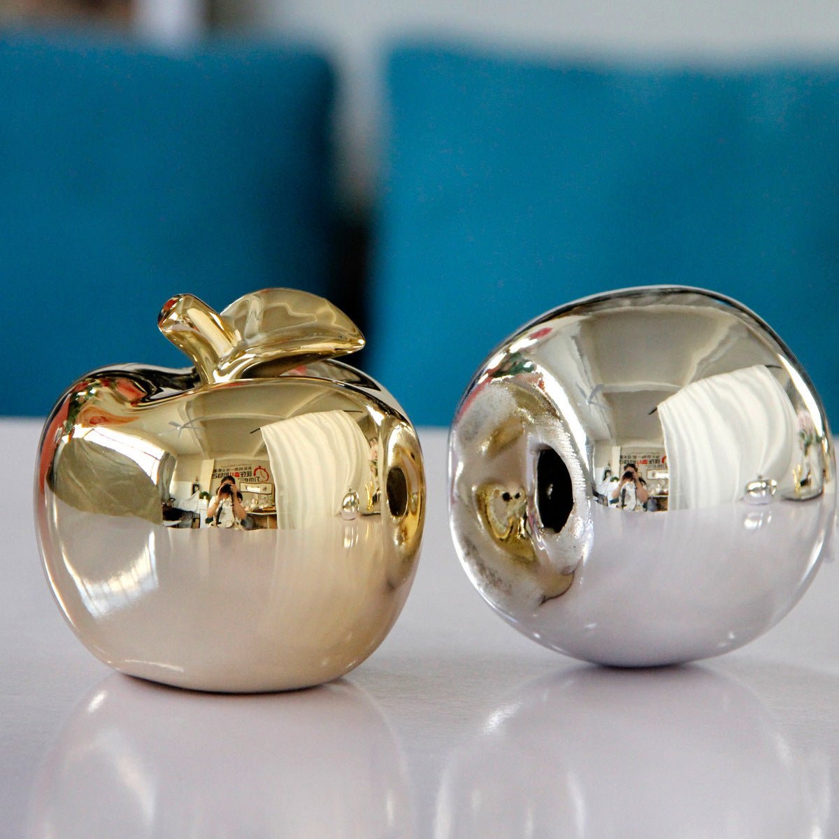 Golden Silver Apple Ceramic Ornaments - Max&Mark Home Decor