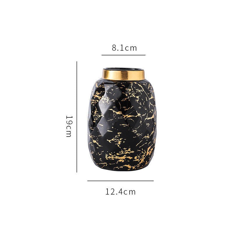 Handmade Marbled Black Ceramic and Hardware Vase - Max&Mark Home Decor