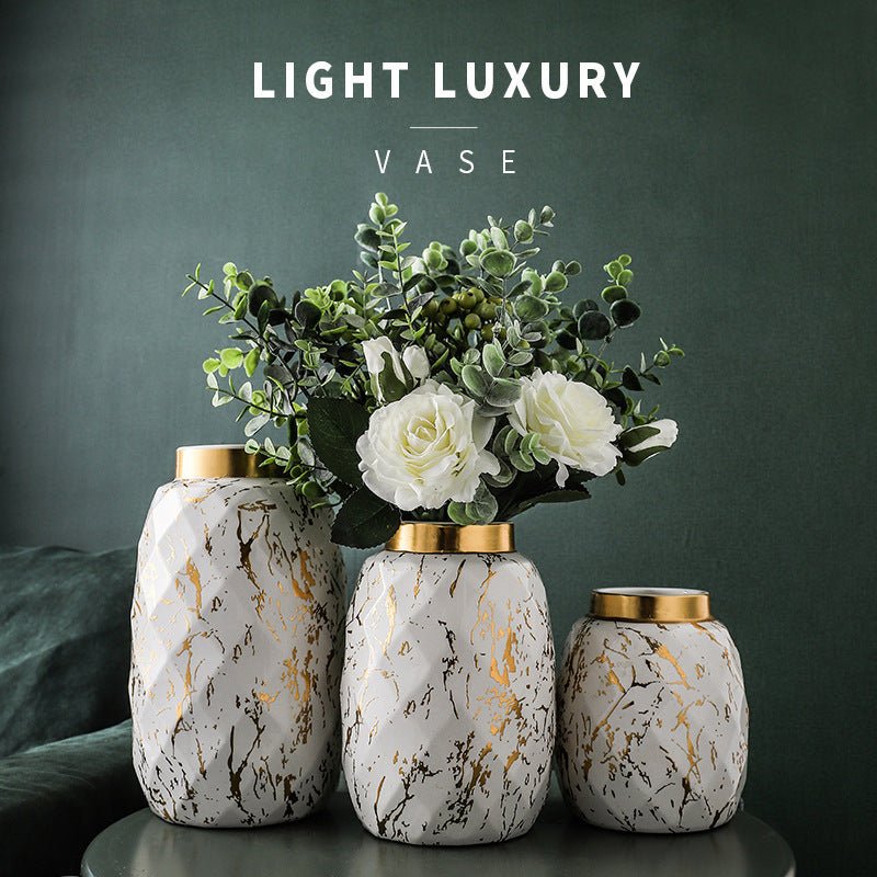 Handmade Marbled Black Ceramic and Hardware Vase - Max&Mark Home Decor
