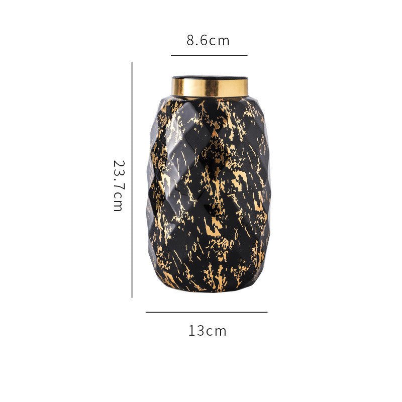 Handmade Marbled Black Ceramic and Hardware Vase - Max&Mark Home Decor