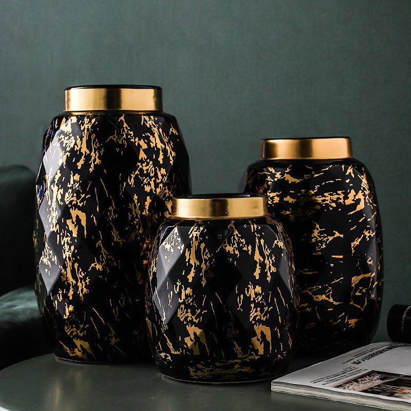 Marbled Black Vase